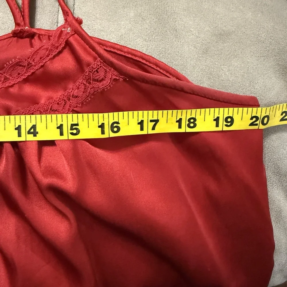 Vintage Red Satin Nightgown L* Intimates Sexy Lingerie‎ Long Pajamas Maxi Dress
